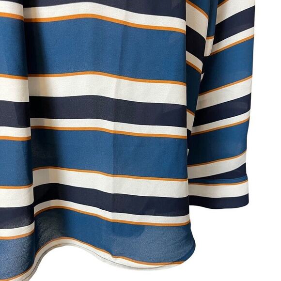 Ann Taylor Factory Womens Striped Long Sleeve V-Neck Career Blouse Top Shirt XL - Picture 7 of 16